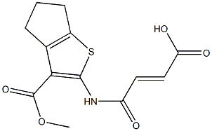 4-{[3-(methoxycarbonyl)-5,6-dihydro-4H-cyclopenta[b]thien-2-yl]amino}-4-oxo-2-butenoic acid Struktur