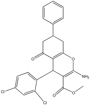 methyl 2-amino-4-(2,4-dichlorophenyl)-5-oxo-7-phenyl-5,6,7,8-tetrahydro-4H-chromene-3-carboxylate Struktur