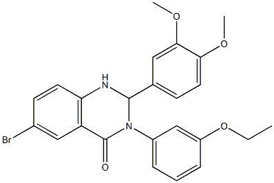 6-bromo-2-(3,4-dimethoxyphenyl)-3-(3-ethoxyphenyl)-2,3-dihydro-4(1H)-quinazolinone Struktur