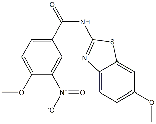 3-nitro-4-methoxy-N-(6-methoxy-1,3-benzothiazol-2-yl)benzamide Struktur