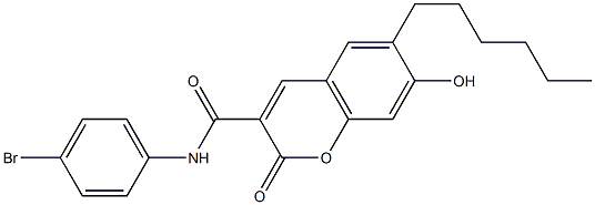 N-(4-bromophenyl)-6-hexyl-7-hydroxy-2-oxo-2H-chromene-3-carboxamide Struktur