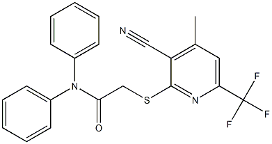 2-{[3-cyano-4-methyl-6-(trifluoromethyl)-2-pyridinyl]sulfanyl}-N,N-diphenylacetamide Struktur