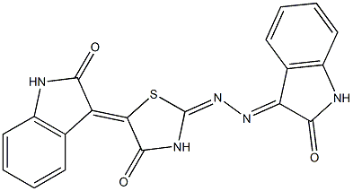 1H-indole-2,3-dione 3-{[4-oxo-5-(2-oxo-1,2-dihydro-3H-indol-3-ylidene)-1,3-thiazolidin-2-ylidene]hydrazone} Struktur