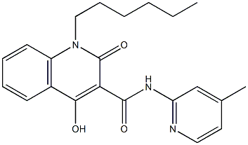 1-hexyl-4-hydroxy-N-(4-methyl-2-pyridinyl)-2-oxo-1,2-dihydro-3-quinolinecarboxamide Struktur