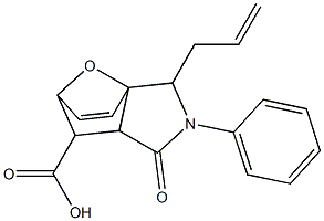 2-allyl-4-oxo-3-phenyl-10-oxa-3-azatricyclo[5.2.1.0~1,5~]dec-8-ene-6-carboxylic acid Struktur