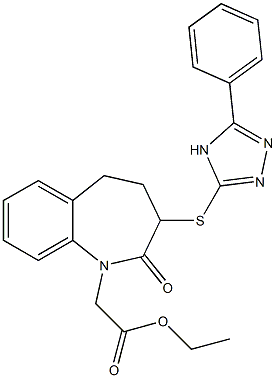 ethyl {2-oxo-3-[(5-phenyl-4H-1,2,4-triazol-3-yl)sulfanyl]-2,3,4,5-tetrahydro-1H-1-benzazepin-1-yl}acetate Struktur