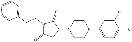 3-[4-(3,4-dichlorophenyl)-1-piperazinyl]-1-(2-phenylethyl)-2,5-pyrrolidinedione Struktur