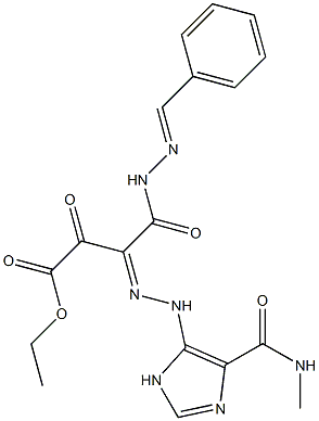 ethyl 4-(2-benzylidenehydrazino)-3-({4-[(methylamino)carbonyl]-1H-imidazol-5-yl}hydrazono)-2,4-dioxobutanoate Struktur