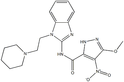 4-nitro-3-methoxy-N-{1-[2-(1-piperidinyl)ethyl]-1H-benzimidazol-2-yl}-1H-pyrazole-5-carboxamide Struktur