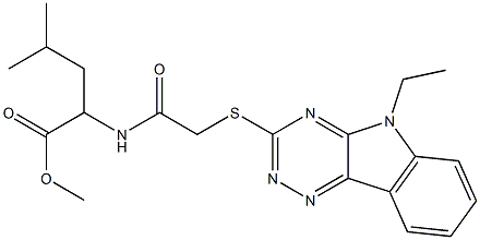 methyl 2-({[(5-ethyl-5H-[1,2,4]triazino[5,6-b]indol-3-yl)sulfanyl]acetyl}amino)-4-methylpentanoate Struktur