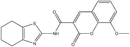 8-methoxy-2-oxo-N-(4,5,6,7-tetrahydro-1,3-benzothiazol-2-yl)-2H-chromene-3-carboxamide Struktur