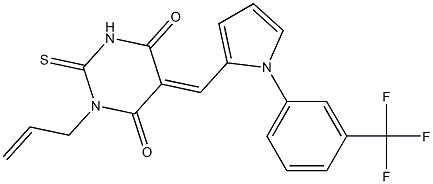 1-allyl-2-thioxo-5-({1-[3-(trifluoromethyl)phenyl]-1H-pyrrol-2-yl}methylene)dihydro-4,6(1H,5H)-pyrimidinedione Struktur