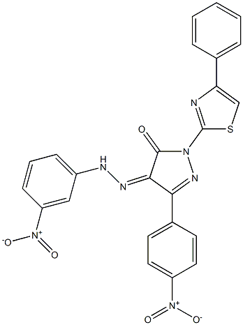 3-(4-nitrophenyl)-1-(4-phenyl-1,3-thiazol-2-yl)-1H-pyrazole-4,5-dione 4-[N-(3-nitrophenyl)hydrazone] Struktur