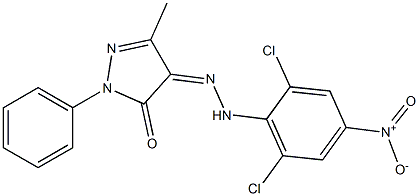 3-methyl-1-phenyl-1H-pyrazole-4,5-dione 4-[N-(2,6-dichloro-4-nitrophenyl)hydrazone] Struktur