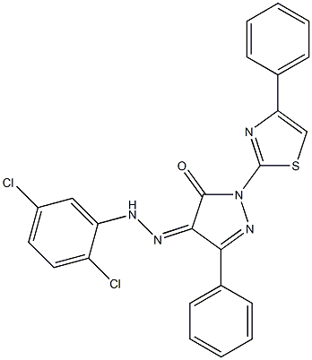 3-phenyl-1-(4-phenyl-1,3-thiazol-2-yl)-1H-pyrazole-4,5-dione 4-[N-(2,5-dichlorophenyl)hydrazone] Struktur