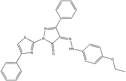 3-phenyl-1-(4-phenyl-1,3-thiazol-2-yl)-1H-pyrazole-4,5-dione 4-[N-(4-ethoxyphenyl)hydrazone] Struktur