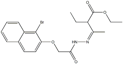 ethyl 3-((Z)-2-{2-[(1-bromo-2-naphthyl)oxy]acetyl}hydrazono)-2-ethylbutanoate Struktur