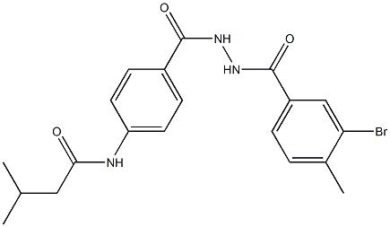 N-(4-{[2-(3-bromo-4-methylbenzoyl)hydrazino]carbonyl}phenyl)-3-methylbutanamide Struktur