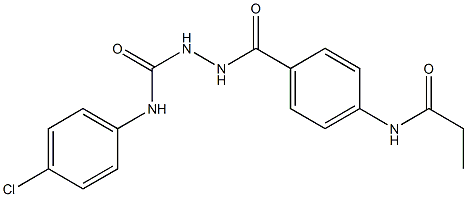 N-(4-chlorophenyl)-2-[4-(propionylamino)benzoyl]-1-hydrazinecarboxamide Struktur