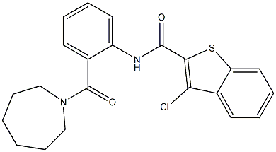 N-[2-(1-azepanylcarbonyl)phenyl]-3-chloro-1-benzothiophene-2-carboxamide Struktur