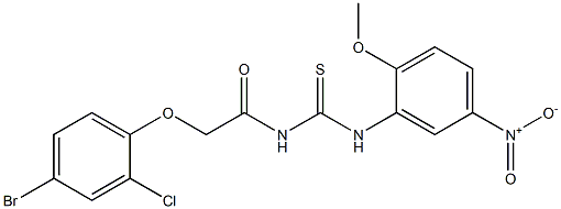 N-[2-(4-bromo-2-chlorophenoxy)acetyl]-N'-(2-methoxy-5-nitrophenyl)thiourea Struktur