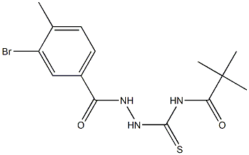 N-{[2-(3-bromo-4-methylbenzoyl)hydrazino]carbothioyl}-2,2-dimethylpropanamide Struktur