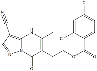 2-(3-cyano-5-methyl-7-oxo-4,7-dihydropyrazolo[1,5-a]pyrimidin-6-yl)ethyl 2,4-dichlorobenzenecarboxylate Struktur