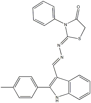 2-(4-Methylphenyl)-1H-indole-3-carbaldehyde (3-phenyl-4-oxothiazolidin-2-ylidene)hydrazone Struktur