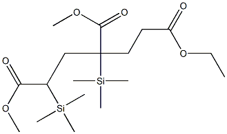 4-Methoxycarbonyl-2,4-bis(trimethylsilyl)heptanedioic acid 1-methyl 7-ethyl ester Struktur