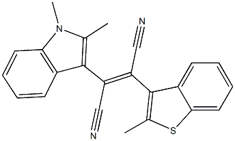 2-Methyl-3-[1,2-dicyano-2-(1,2-dimethyl-1H-indol-3-yl)ethenyl]benzo[b]thiophene Struktur