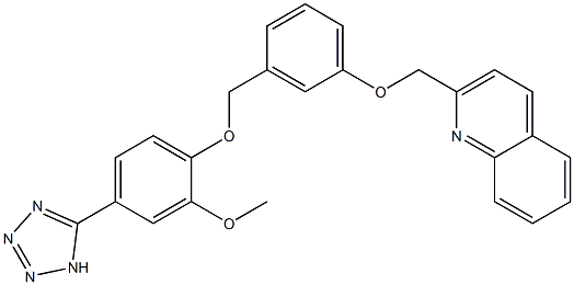 2-[3-[4-(1H-Tetrazol-5-yl)-2-methoxyphenoxymethyl]phenoxymethyl]quinoline Struktur