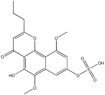 Sulfuric acid 5-hydroxy-6,10-dimethoxy-4-oxo-2-propyl-4H-naphtho[1,2-b]pyran-8-yl ester Struktur