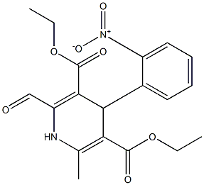 4-(2-Nitrophenyl)-2-formyl-6-methyl-1,4-dihydropyridine-3,5-dicarboxylic acid diethyl ester Struktur