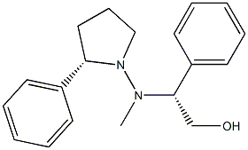 (2S)-2-Phenyl-1-[N-methyl-N-[(1R)-2-hydroxy-1-phenylethyl]amino]pyrrolidine Struktur