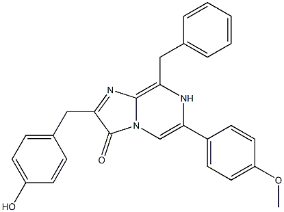 6-(4-Methoxyphenyl)-2-(4-hydroxybenzyl)-8-benzylimidazo[1,2-a]pyrazine-3(7H)-one Struktur