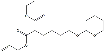 2-[4-[(Tetrahydro-2H-pyran)-2-yloxy]butyl]malonic acid 1-ethyl 3-(2-propenyl) ester Struktur