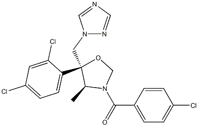 (4S,5S)-5-(2,4-Dichlorophenyl)-4-methyl-3-(4-chlorobenzoyl)-5-[(1H-1,2,4-triazol-1-yl)methyl]oxazolidine Struktur