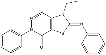 2-(Phenylimino)-3-ethyl-2,3-dihydro-6-phenylthiazolo[4,5-d]pyridazin-7(6H)-one Struktur