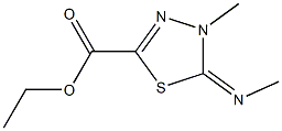 4-Methyl-4,5-dihydro-5-(methylimino)-1,3,4-thiadiazole-2-carboxylic acid ethyl ester Struktur