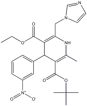 6-(1H-Imidazol-1-ylmethyl)-4-(3-nitrophenyl)-2-methyl-1,4-dihydropyridine-3,5-dicarboxylic acid 3-tert-butyl 5-ethyl ester Struktur