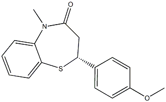 (2R)-2,3-Dihydro-5-methyl-2-(4-methoxyphenyl)-1,5-benzothiazepin-4(5H)-one Struktur