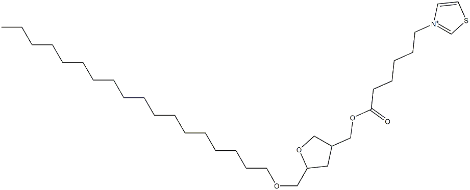 3-[6-[[Tetrahydro-5-octadecyloxymethylfuran]-3-ylmethoxy]-6-oxohexyl]thiazolium Struktur