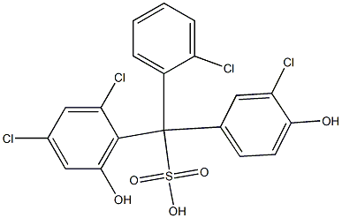 (2-Chlorophenyl)(3-chloro-4-hydroxyphenyl)(2,4-dichloro-6-hydroxyphenyl)methanesulfonic acid Struktur