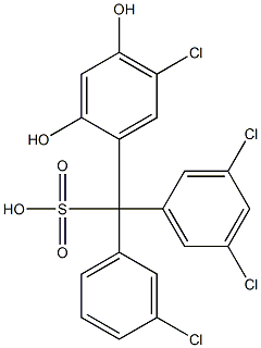 (3-Chlorophenyl)(3,5-dichlorophenyl)(5-chloro-2,4-dihydroxyphenyl)methanesulfonic acid Struktur