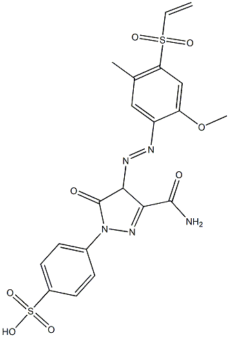 4-[3-Carbamoyl-4-(2-methoxy-5-methyl-4-vinylsulfonylphenylazo)-5-oxo-2-pyrazolin-1-yl]benzenesulfonic acid Struktur