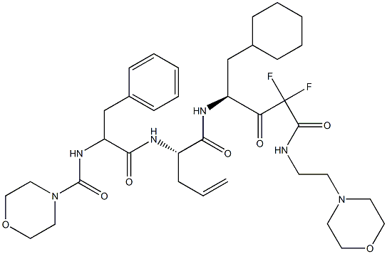 (4S)-4-[[(2S)-2-[2-(Morpholinocarbonyl)amino-3-phenylpropanoylamino]-4-pentenoyl]amino]-5-cyclohexyl-2,2-difluoro-3-oxo-N-(2-morpholinoethyl)pentanamide Struktur