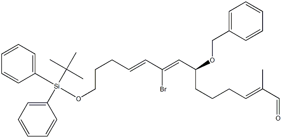 (2E,7S,8Z,10E)-14-(tert-Butyldiphenylsilyloxy)-9-bromo-7-(benzyloxy)-2-methyl-2,8,10-tetradecatrien-1-al Struktur