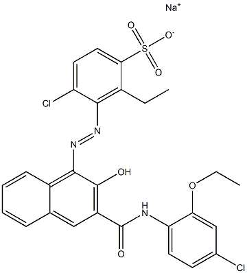 4-Chloro-2-ethyl-3-[[3-[[(4-chloro-2-ethoxyphenyl)amino]carbonyl]-2-hydroxy-1-naphtyl]azo]benzenesulfonic acid sodium salt Struktur