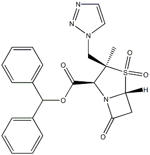 (2S,3R,5R)-2-(Diphenylmethoxycarbonyl)-3-methyl-7-oxo-3-(1H-1,2,3-triazol-1-ylmethyl)-4-thia-1-azabicyclo[3.2.0]heptane4,4-dioxide Struktur