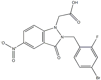 2-(4-Bromo-2-fluorobenzyl)-5-nitro-2,3-dihydro-3-oxo-1H-indazole-1-acetic acid Struktur